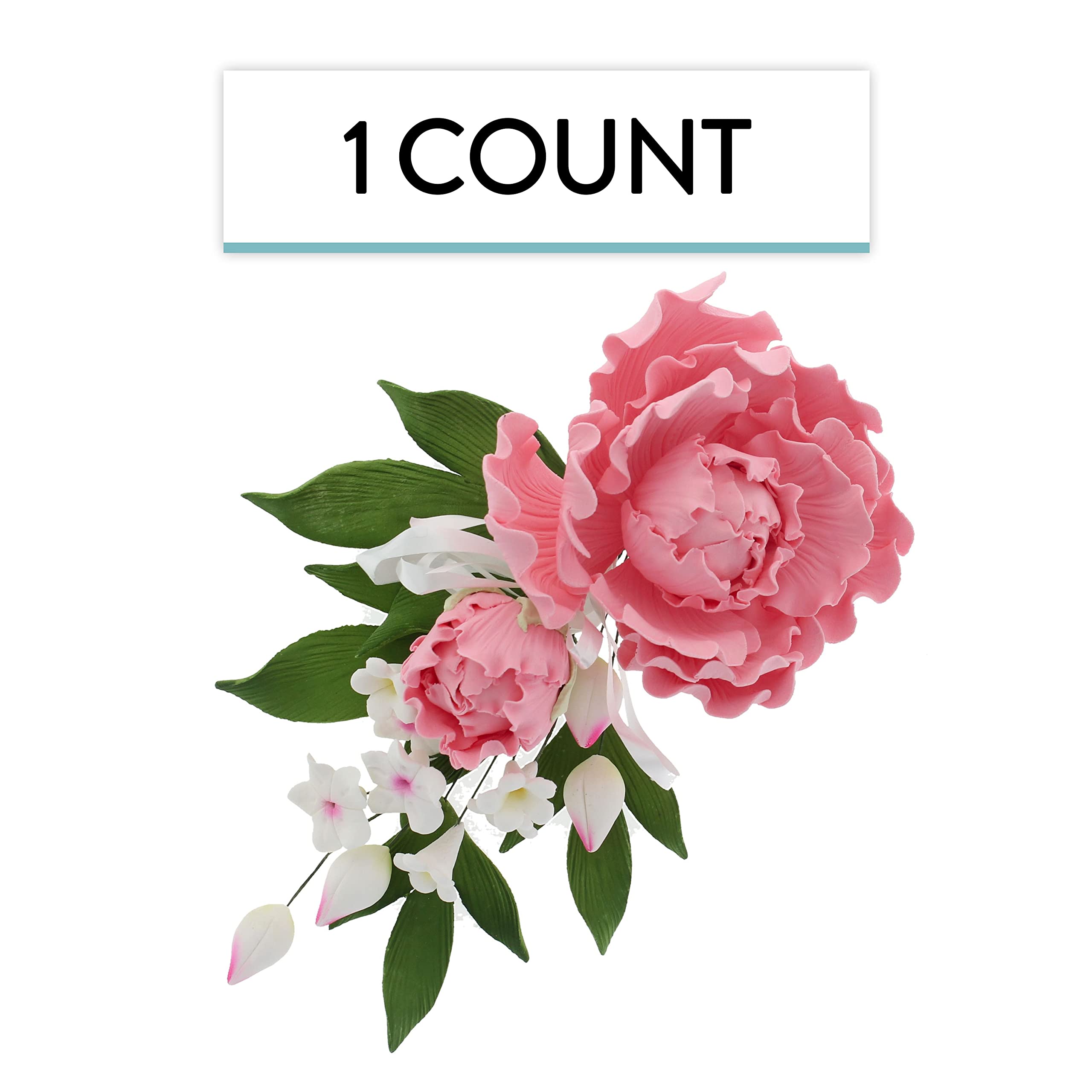 Premium Peony Sprays for Cake Decorating by Global Sugar Art, Pink Closed