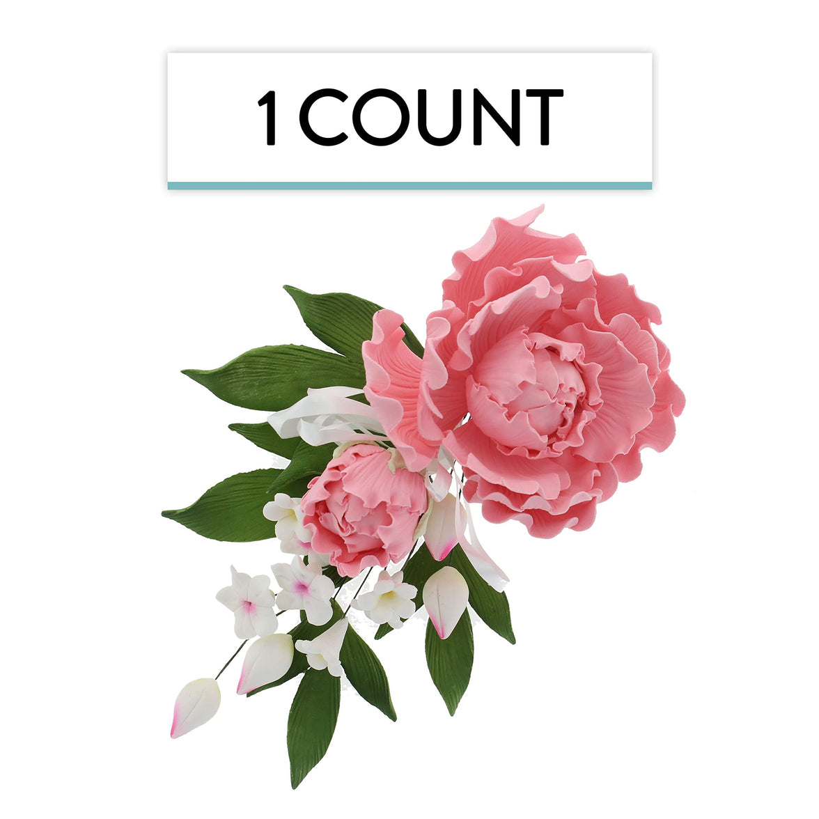 Premium Peony Sprays for Cake Decorating by Global Sugar Art, Pink Closed
