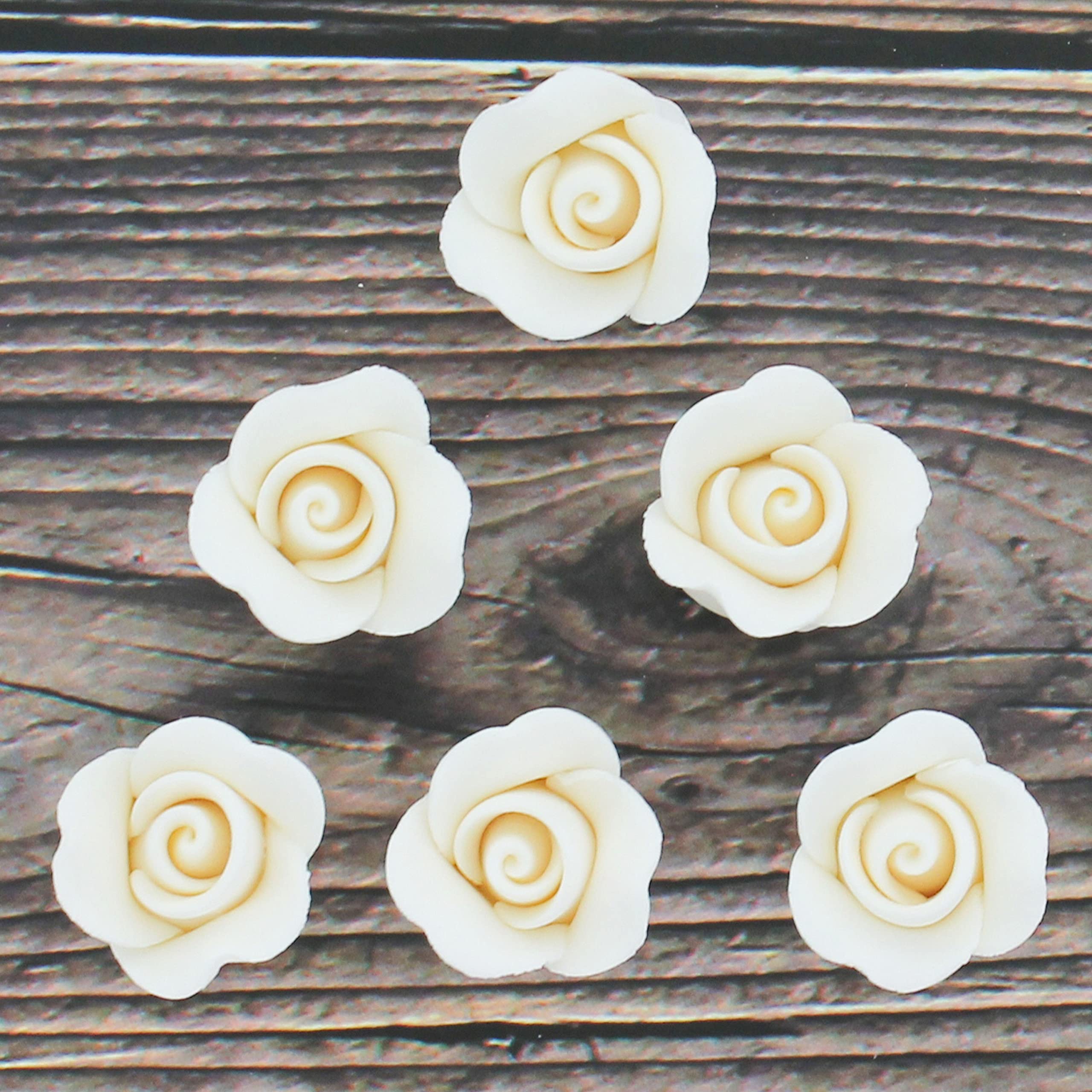 Tiny Rose Sugar Flowers, Edible Cupcake Toppers, Extra Small, by Global Sugar Art, White