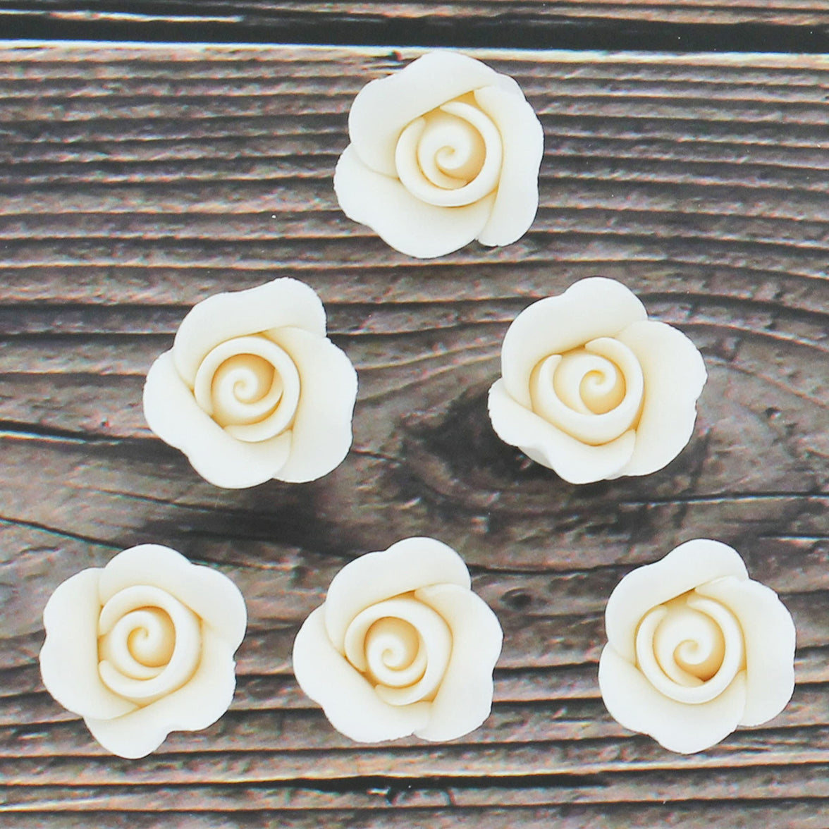 Tiny Rose Sugar Flowers, Edible Cupcake Toppers, Extra Small, by Global Sugar Art, White