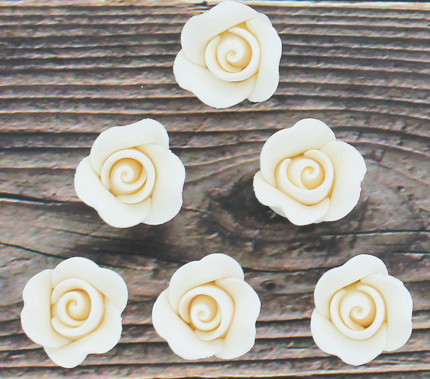 Tiny Rose Sugar Flowers, Edible Cupcake Toppers, Extra Small, by Global Sugar Art, White