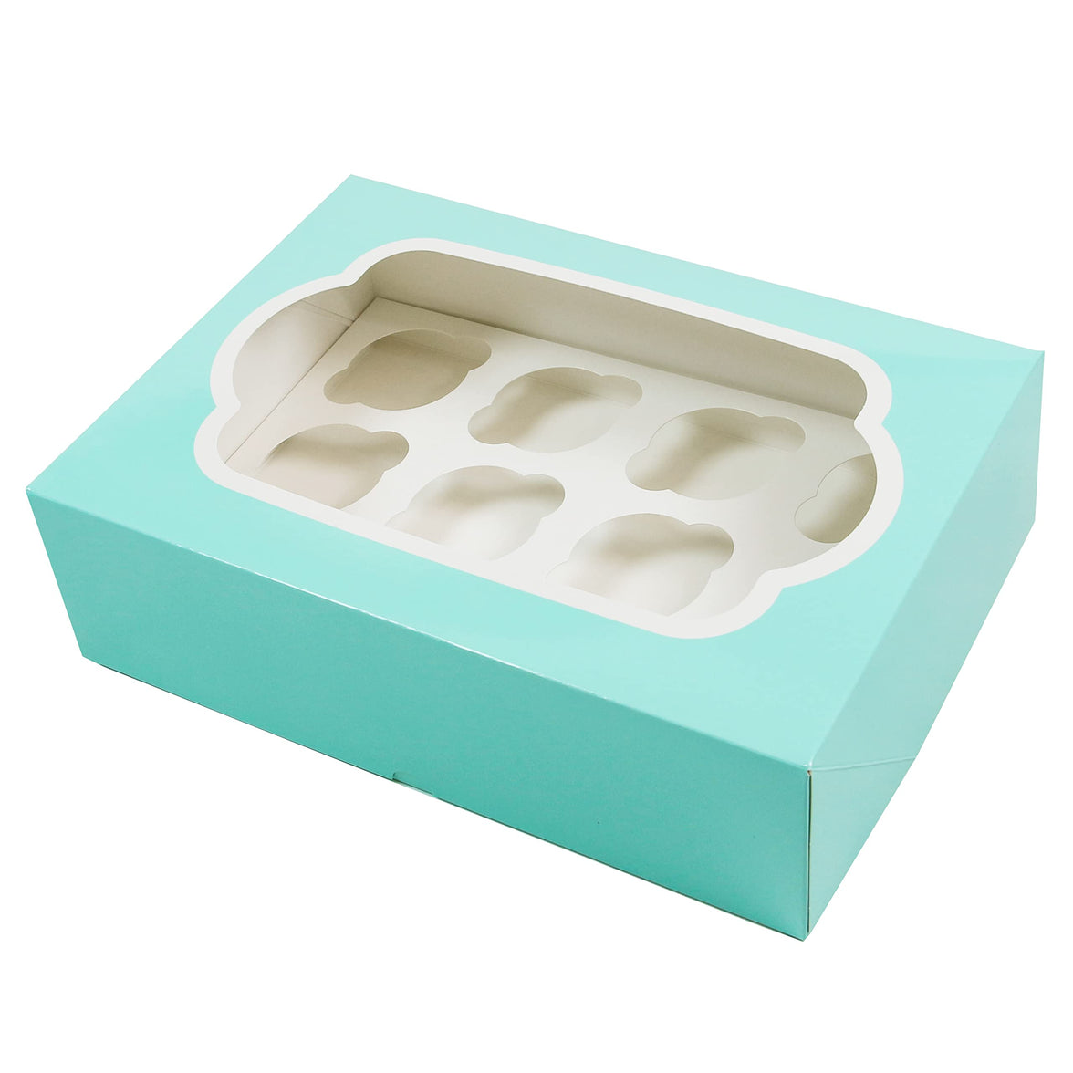 Global Sugar Art Quarter Sheet Cake & Cupcake Box with Window and Cupcake Insert, Auto-Popup, 14 x 10 x 4 Inches, 5 Count