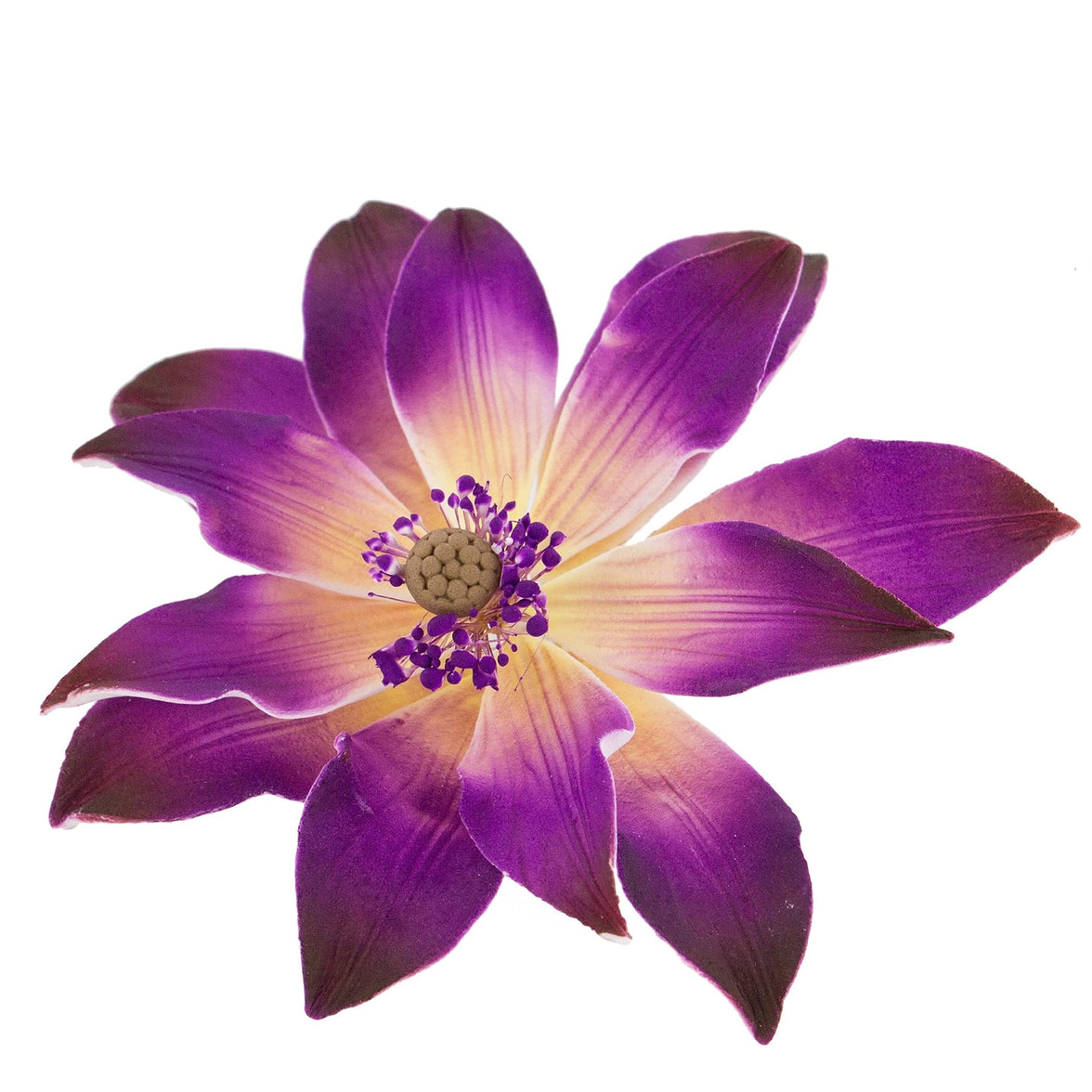 Tranquil Water Flowers, Decorative Sugar Cake Flowers by Global Sugar Art, 3 Count, Purple