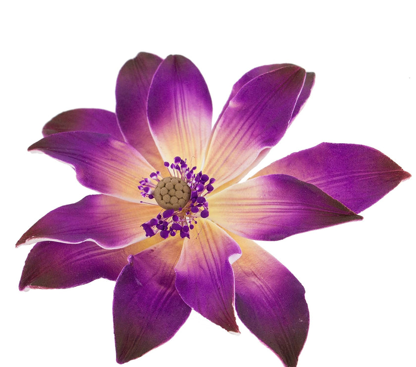 Tranquil Water Flowers, Decorative Sugar Cake Flowers by Global Sugar Art, 3 Count, Purple