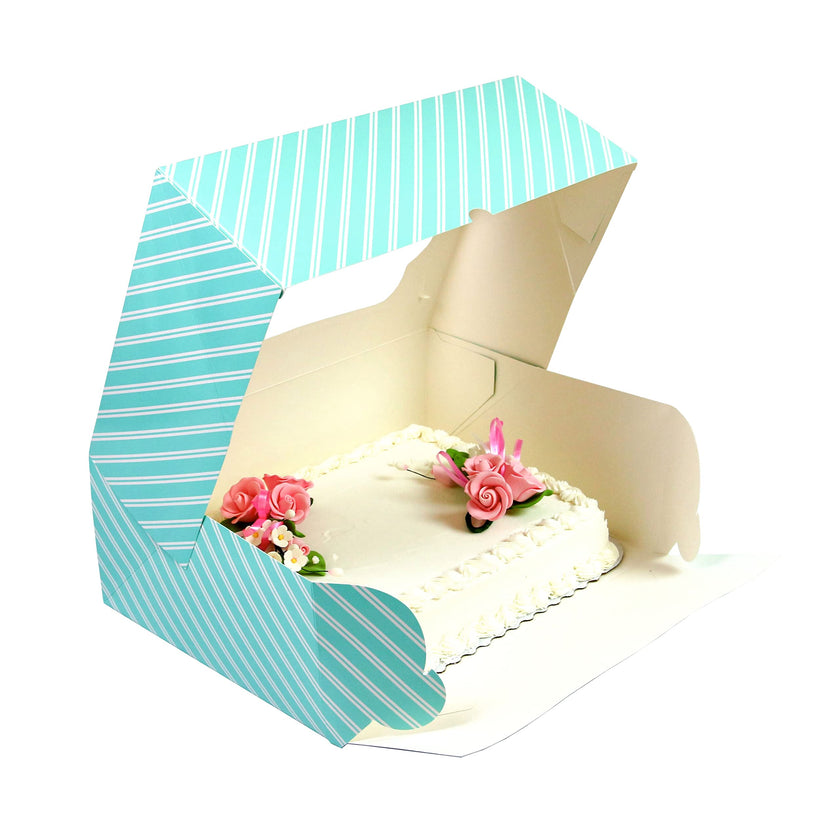 Global Sugar Art Quarter Sheet Cake Box with Window, Auto Popup, 14 x 10 x 4 Inches