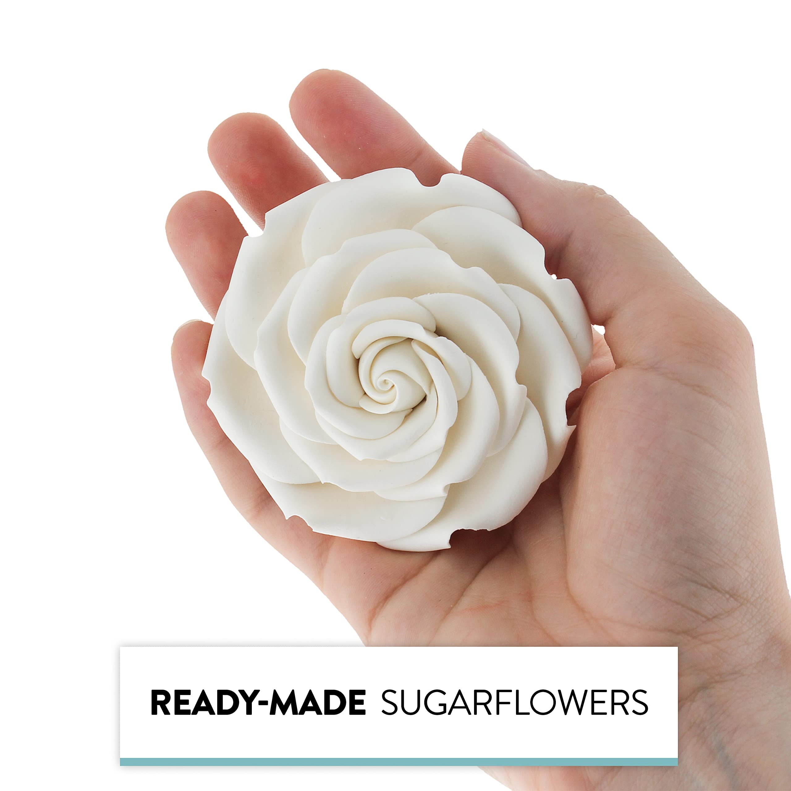 Rebecca Roses, Gum Paste Flowers for Cakes, by Global Sugar Art, White, Large