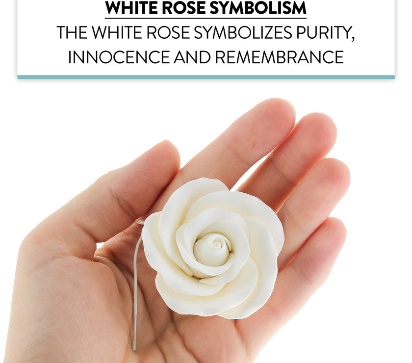 Classic Tea Rose Sugar Cake Flowers, by Global Sugar Art, Wired, White, Medium