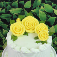Exquisite Rose & Leaf Kit, Sugar Cake Flowers by Global Sugar Art, Yellow Roses with Leaves, 15-Piece Set