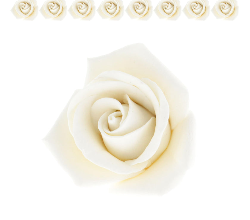 Peace Rose Sugar Flowers for Cake Decorating, by Global Sugar Art, Medium, White
