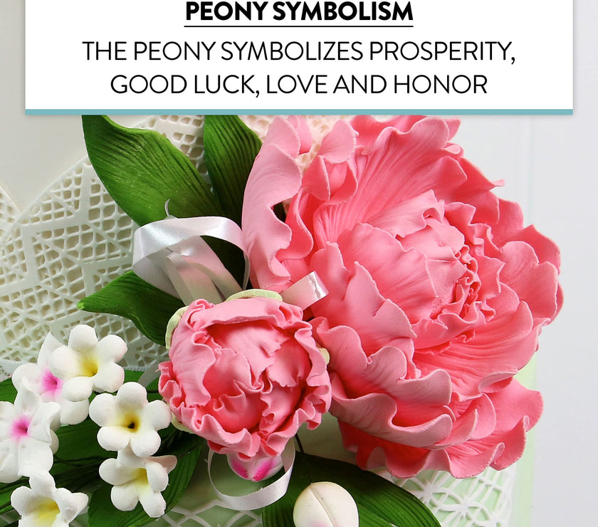 Premium Peony Sprays for Cake Decorating by Global Sugar Art, Pink Closed