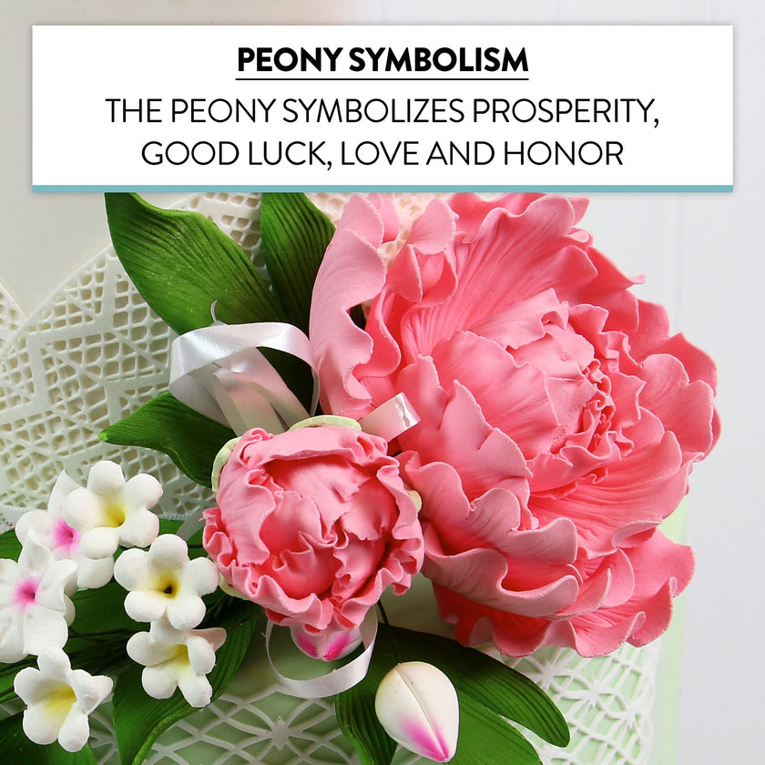 Premium Peony Sprays for Cake Decorating by Global Sugar Art, Pink Closed