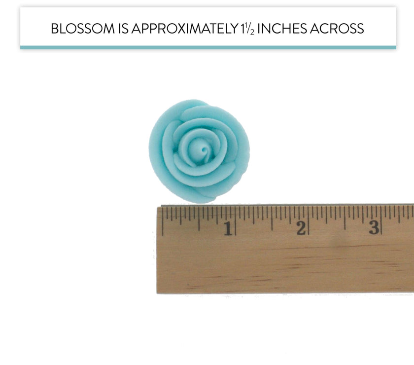 Premium Edible Roses for Cakes and Cupcakes, Sweet Royal Icing Roses, by Global Sugar Art, Light Blue