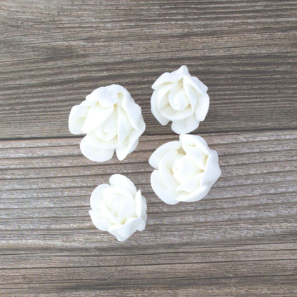 Tiny White Rose Toppers, Assorted Sizes, 24 Count