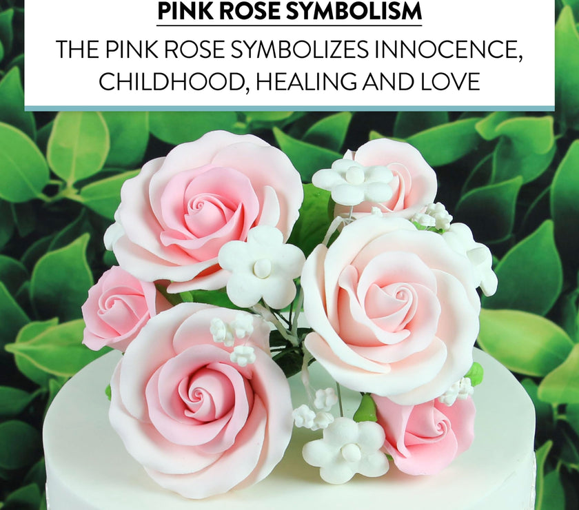 Rose Bouquet Cake Decoration, Elegant Garden Rose Cake Topper, by Global Sugar Art, Pink