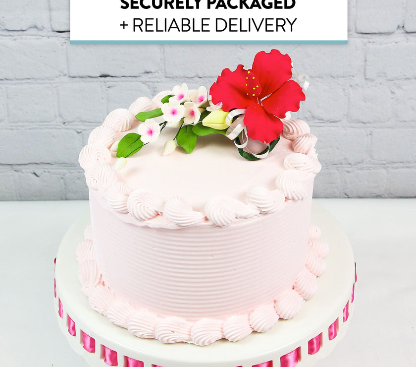 Pink Hawaiian Cake Flower Hibiscus Sugar Flower Topper by Global Sugar Art