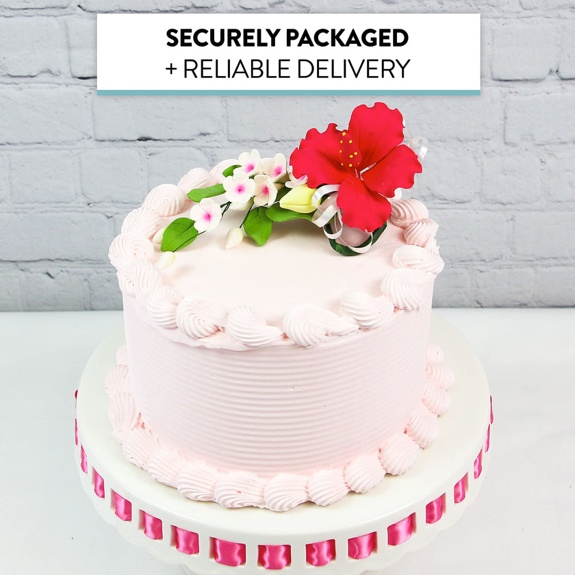 Pink Hawaiian Cake Flower Hibiscus Sugar Flower Topper by Global Sugar Art