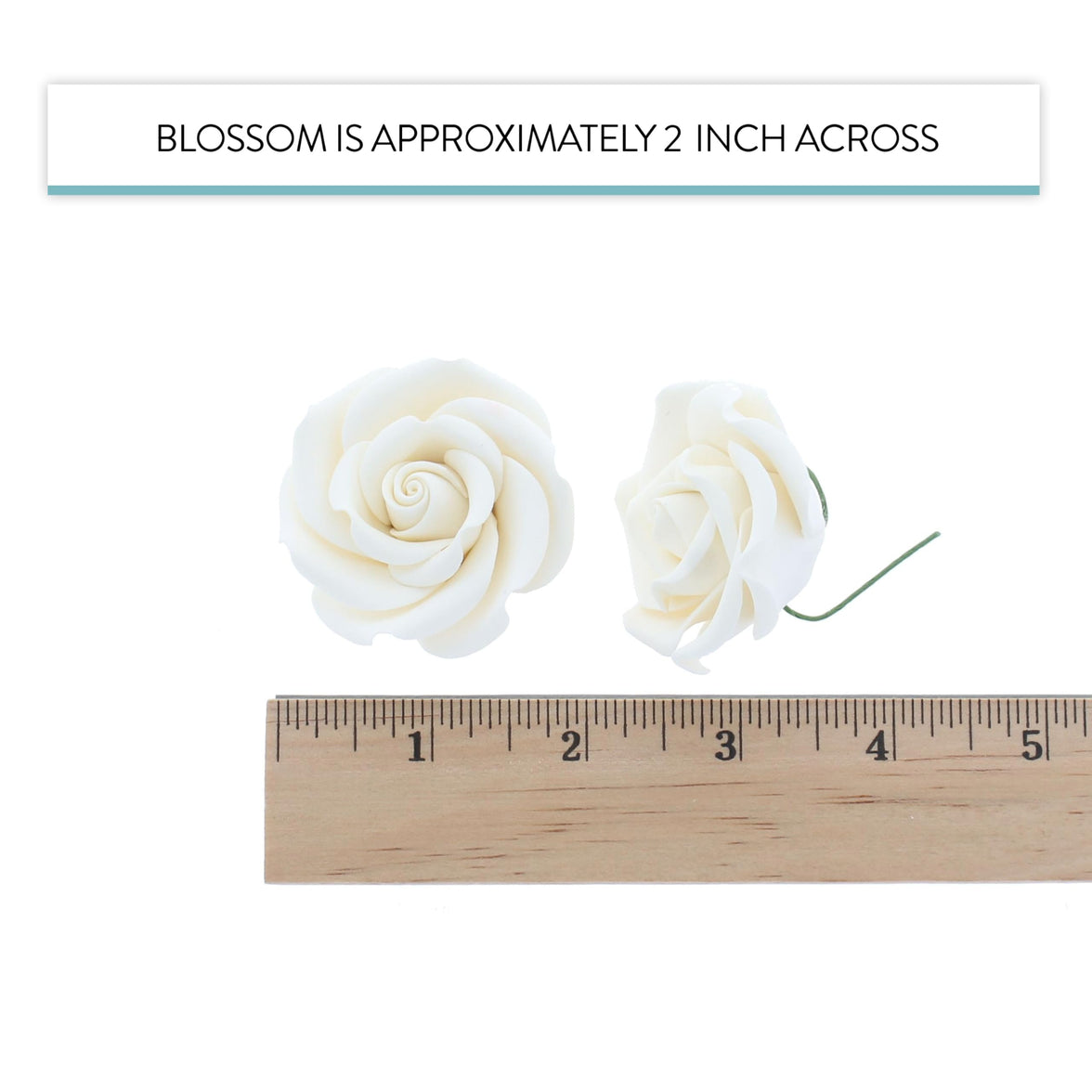 Rebecca Roses, Gum Paste Flowers for Cakes, by Global Sugar Art, White, Medium
