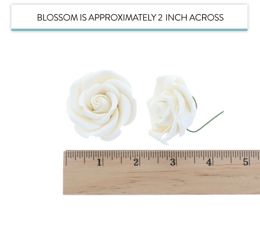 Rebecca Roses, Gum Paste Flowers for Cakes, by Global Sugar Art, White, Medium