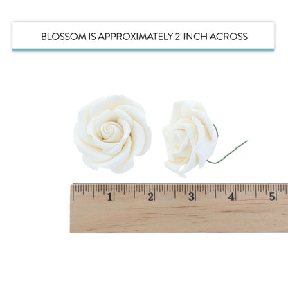 White Rebecca Roses, 2-inch, 8 Count