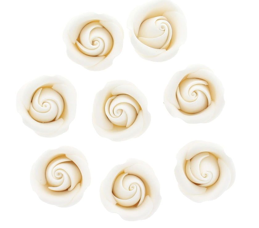 Rebecca Roses, Gum Paste Flowers for Cakes, by Global Sugar Art, White, Small