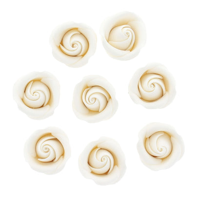 White Rebecca Roses, 1-inch, 8 Count