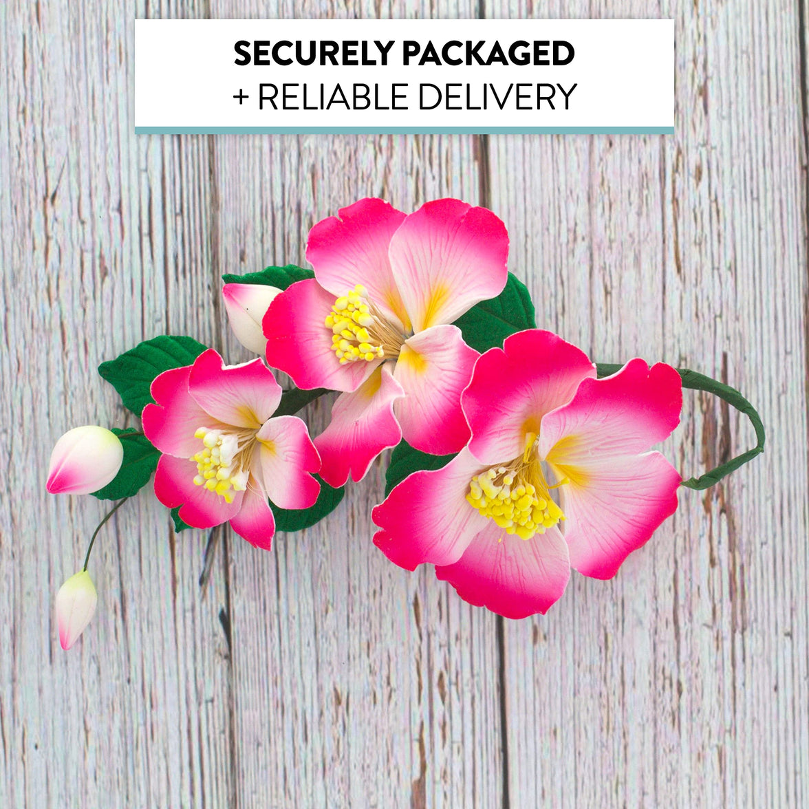 Orchid Sugar Cake Flowers, Camellia Orchid Spray, by Global Sugar Art, Pink