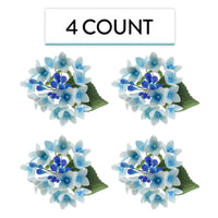 Hydrangea Blossoms Sprays, Sugar Cake Flowers by Global Sugar Art, 4 Count, Blue