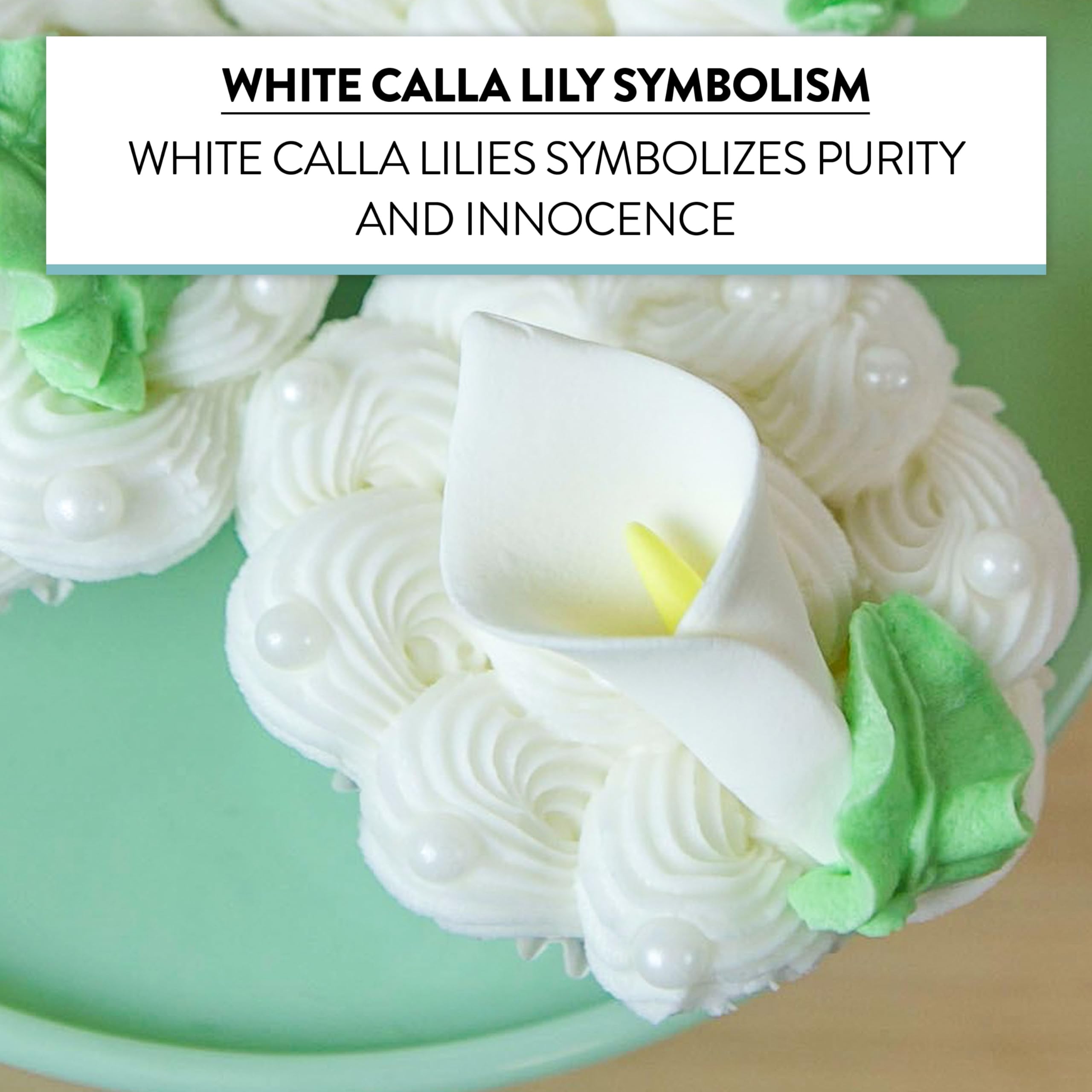 Calla Lily Sugar Cake Flowers by Global Sugar Art, White with Yellow, Unwired, Medium, 18 Count