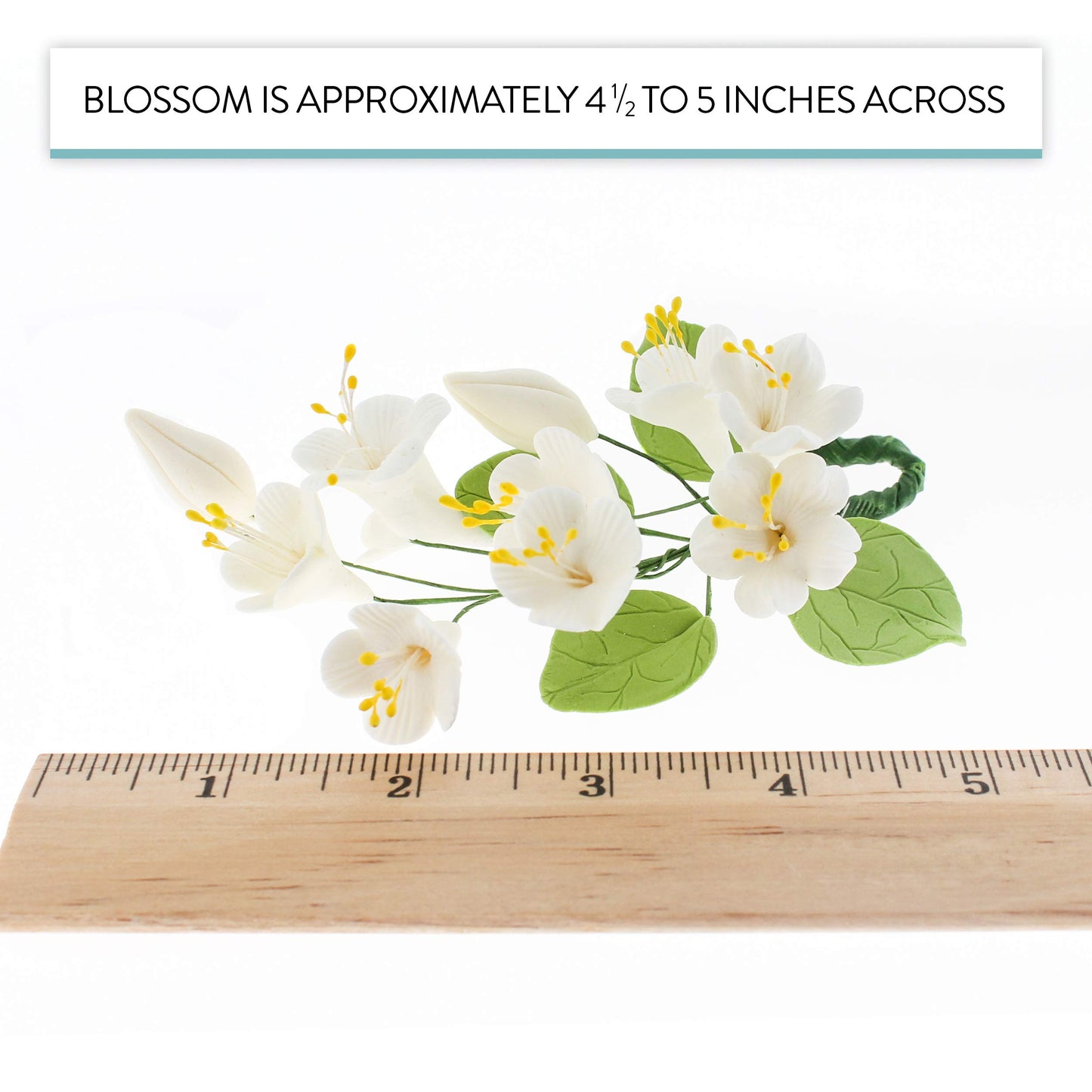 White Cherry Blossoms with Leaves Spray