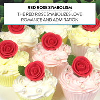 Premium Edible Roses for Cakes and Cupcakes, Sweet Royal Icing Roses, by Global Sugar Art, Red