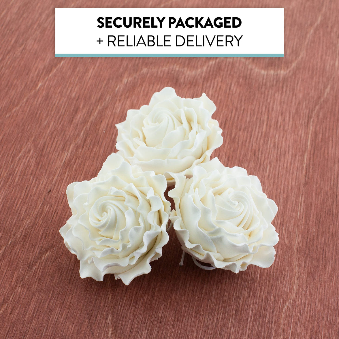 Gardenia Sugar Cake Flowers, White, 8 Count by Global Sugar Art