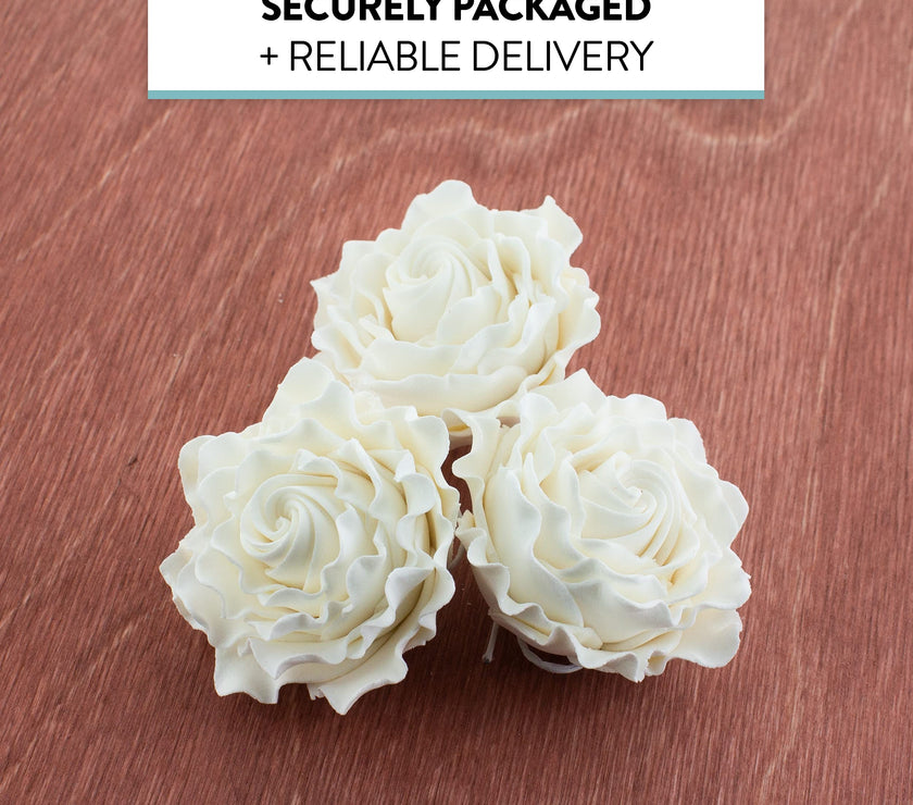 Gardenia Sugar Cake Flowers, White, 8 Count by Global Sugar Art