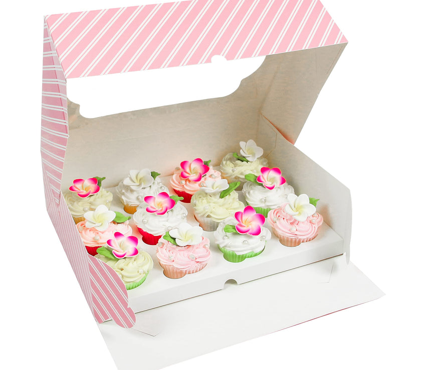 Global Sugar Art Quarter Sheet Cake & Cupcake Box with Window and Cupcake Insert, Auto-Popup, 14 x 10 x 4 Inches, 5 Count