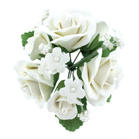 Rose Bouquet Cake Decoration, Elegant Garden Rose Cake Topper, by Global Sugar Art, White