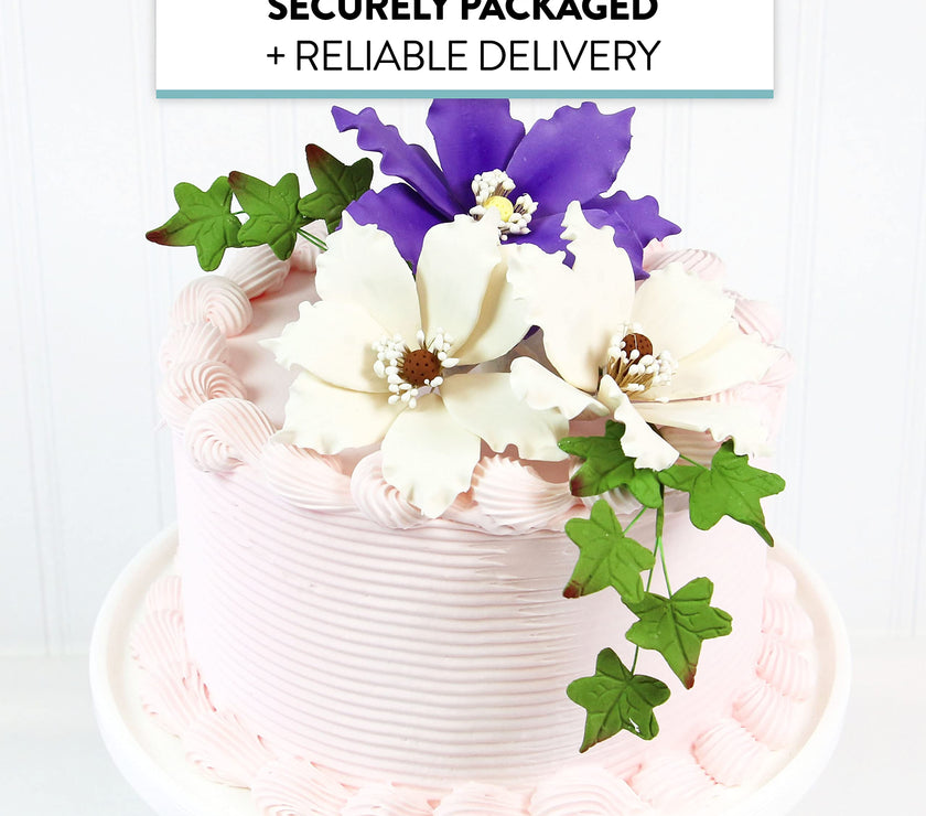 Clematis Gum Paste Sugar Cake Flowers by Global Sugar Art, White, 3 Count