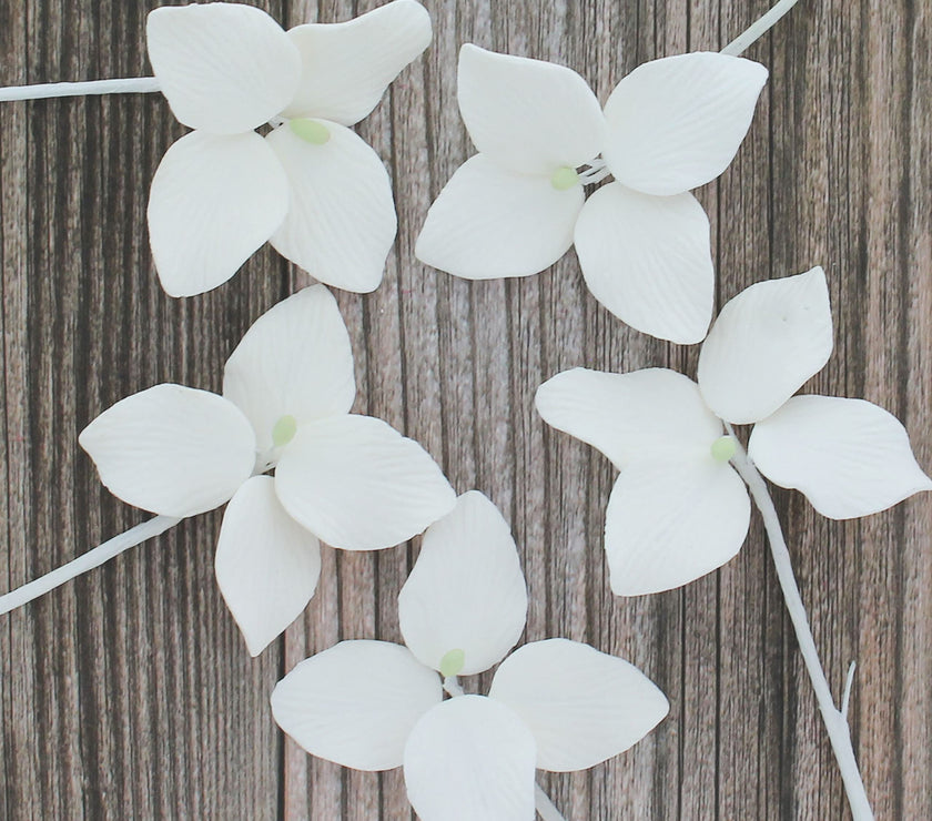 Hydrangea Blossoms, Flat Sugar Flowers by Global Sugar Art, 24 Count White