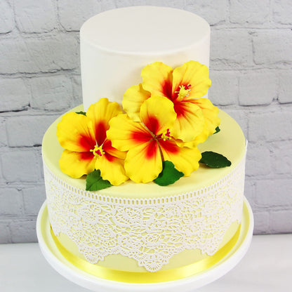 Yellow and Red Hibiscus with Leaves Kit, 3 Count