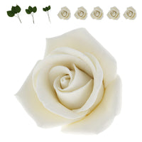 Peace Rose Sugar Flowers with Leaves, Cake Decorating Kit, by Global Sugar Art, Medium, White