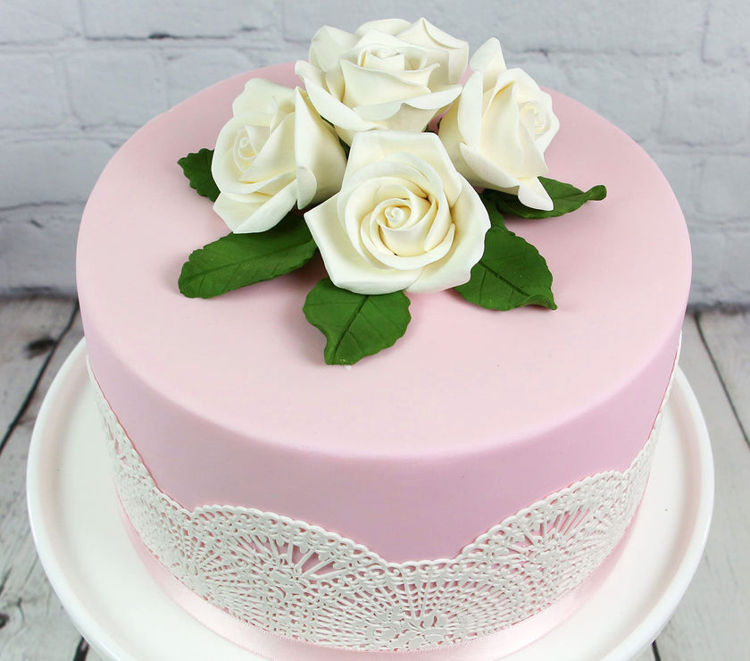 Peace Rose Sugar Flowers for Cake Decorating, by Global Sugar Art, Medium, White