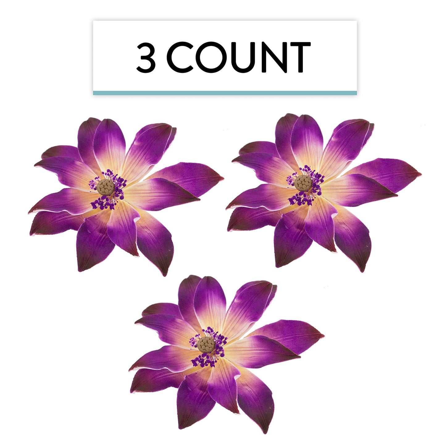 Purple Tranquil Water Flowers, 3 Count