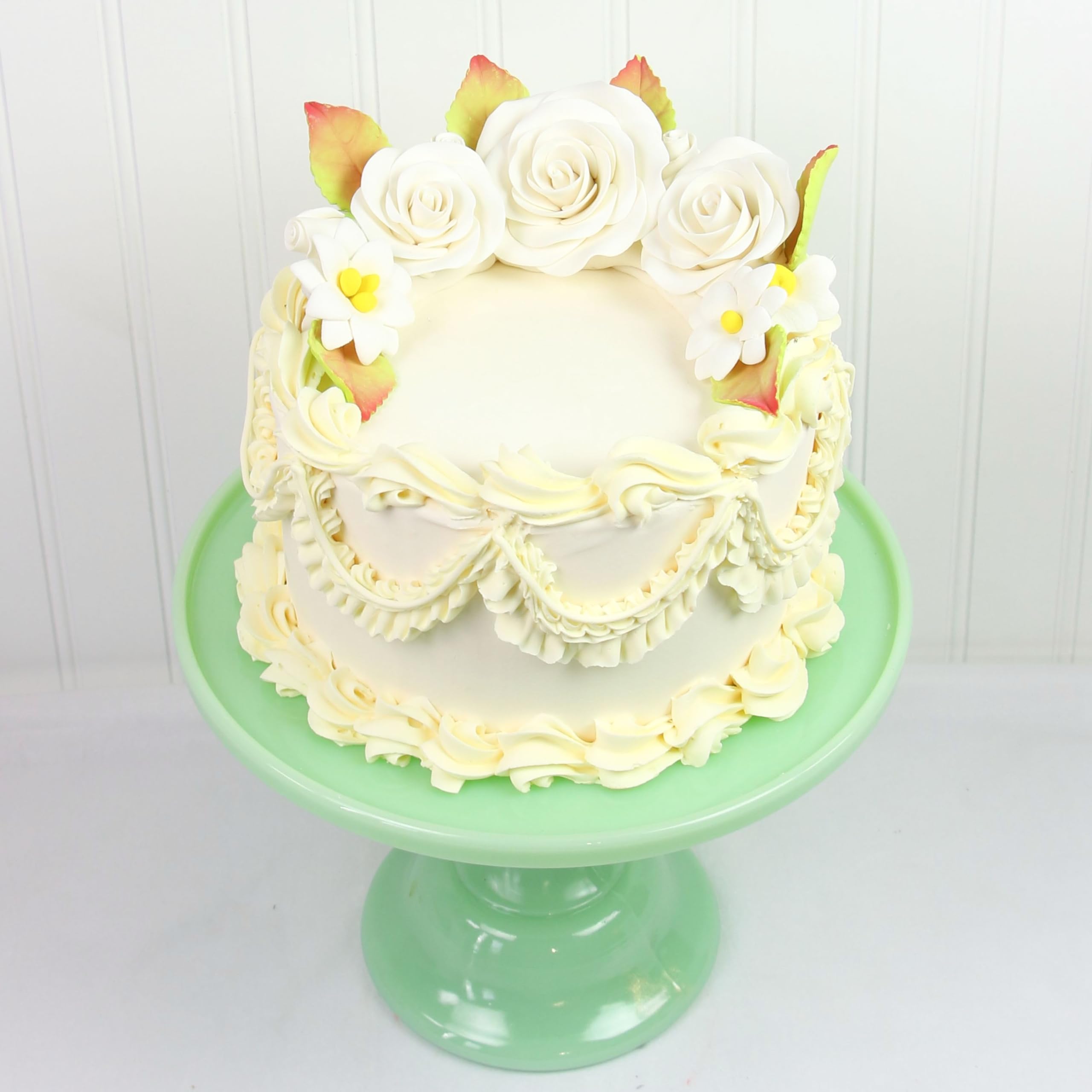 Rose and Blossom Set, Sugar Flowers for Cakes, by Global Sugar Art, White Roses and Blossoms