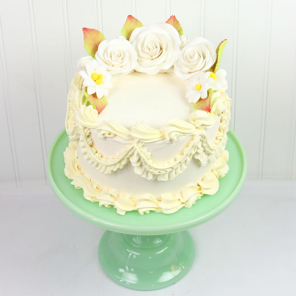 Rose and Blossom Set, Sugar Flowers for Cakes, by Global Sugar Art, White Roses and Blossoms