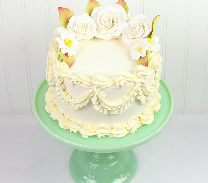 Rose and Blossom Set, Sugar Flowers for Cakes, by Global Sugar Art, White Roses and Blossoms