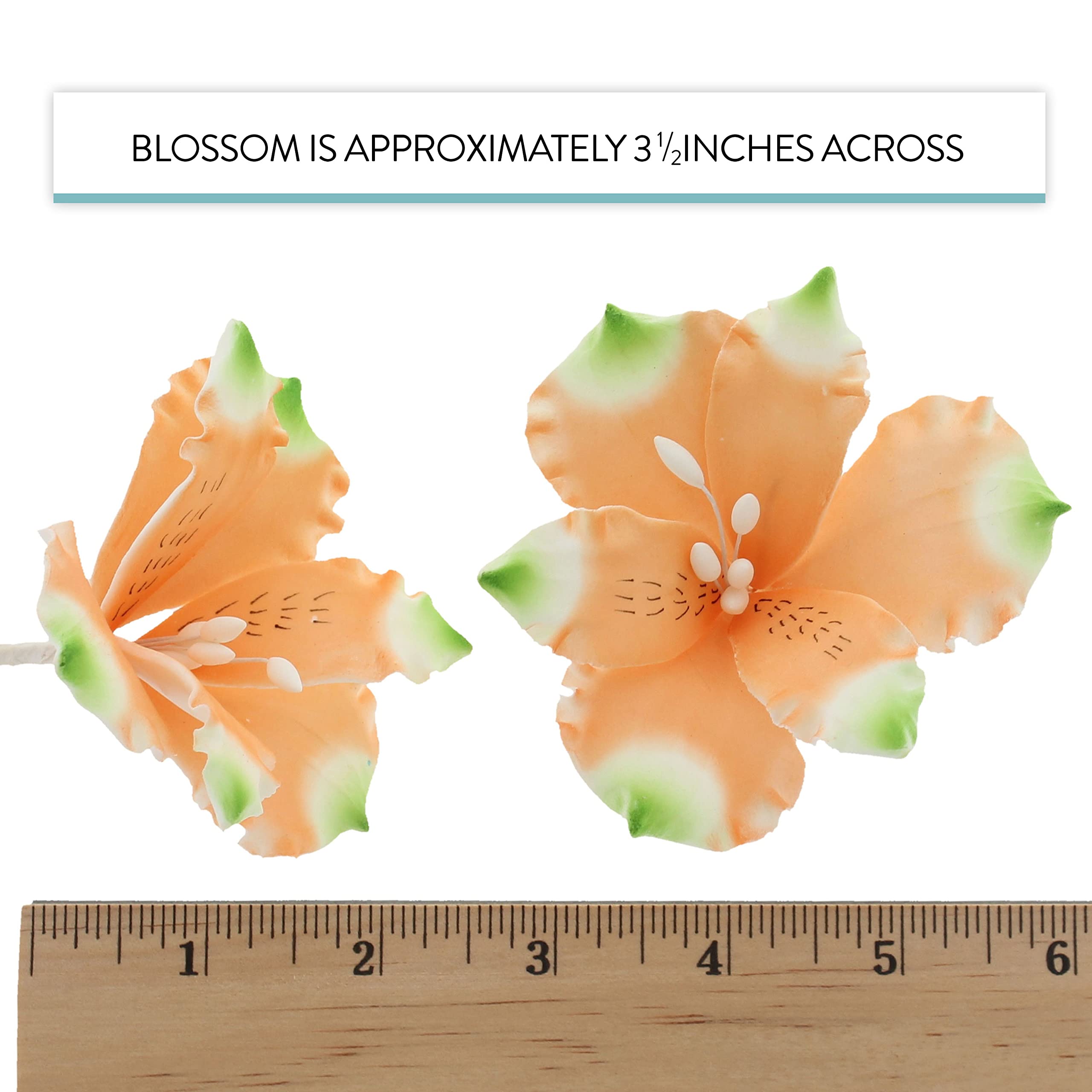 Global Sugar Art Orange Alstroemeria Sugar Cake Flowers by Chef Alan Tetreault, 3 Count