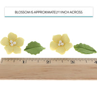 Flower Blossoms with Leaves, Edible Sugar Flowers for Cakes & Cupcakes, by Global Sugar Art, Yellow