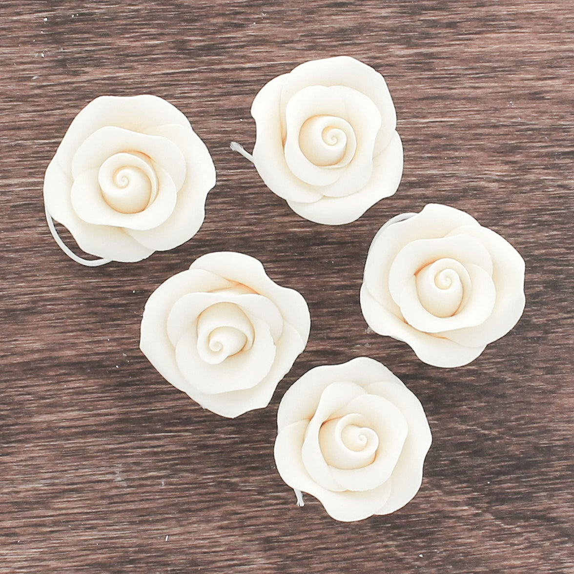 Shrub Rose Sugar Flowers for Cakes, by Global Sugar Art, Small, White