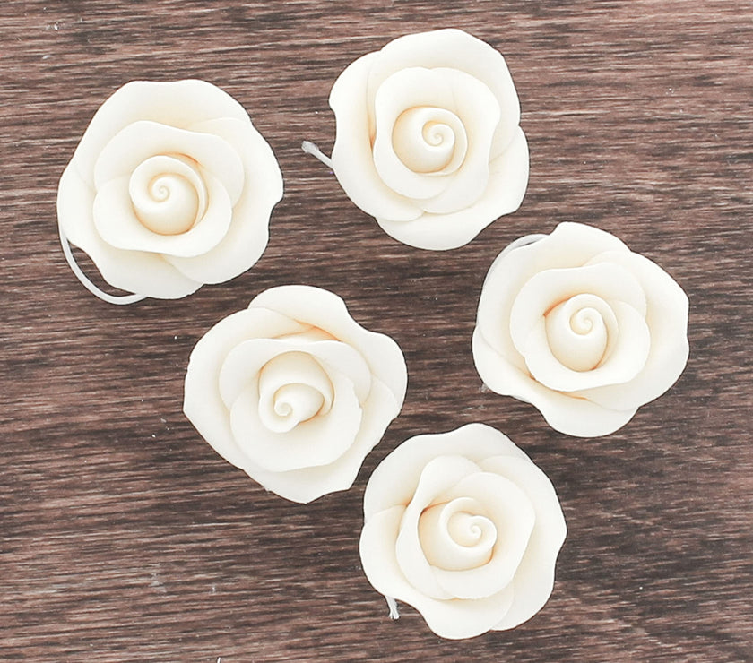 Shrub Rose Sugar Flowers for Cakes, by Global Sugar Art, Small, White