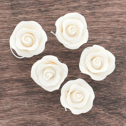White Shrub Rose, Wired, 1.25-inch, 32 Count