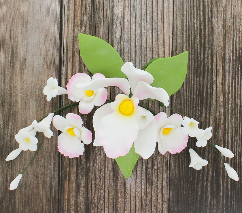 Orchid Sugar Cake Flower Sprays, Pink Cymbidium Orchid Spray, by Global Sugar Art