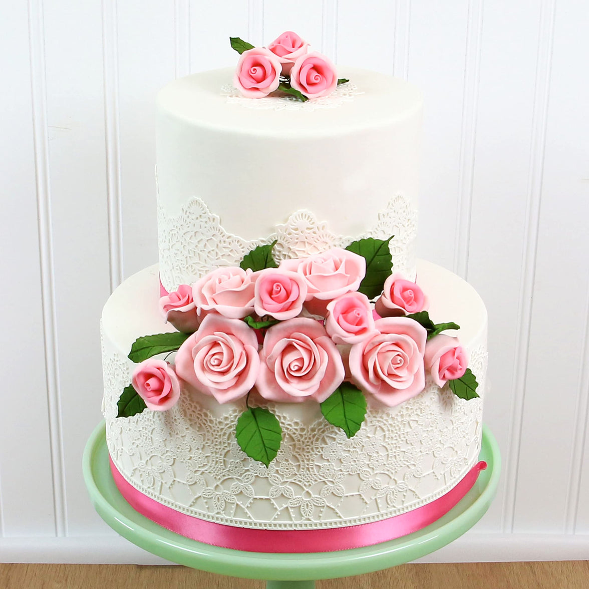 Peace Rose Sugar Flowers for Cake Decorating, by Global Sugar Art, Medium, Pink